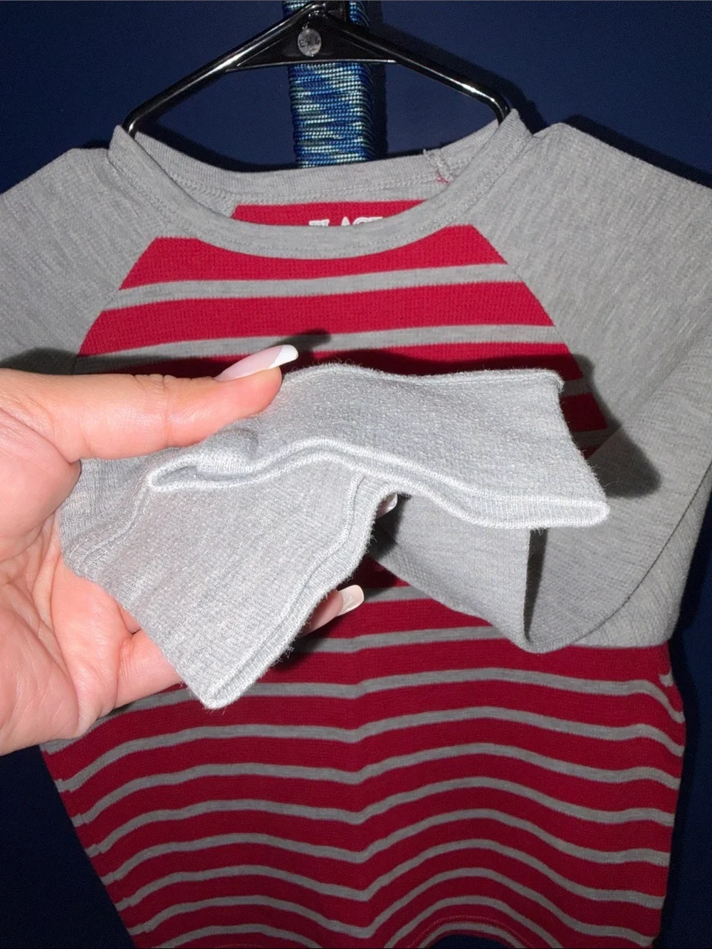 The Children's Place- Red and Gray Striped Long Sleeve Top Size 7/8